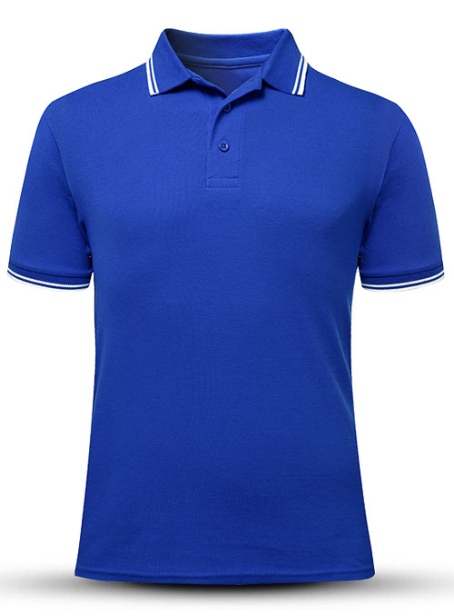 藍色翻領T恤衫定做