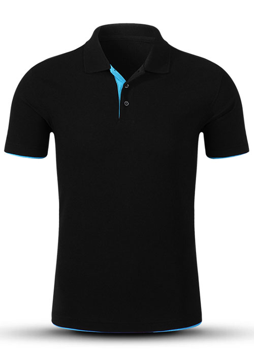 黑配藍色翻領短袖t恤衫定做
