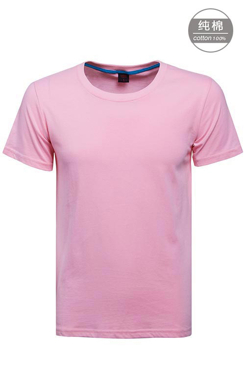 粉色純棉短袖圓領t恤衫