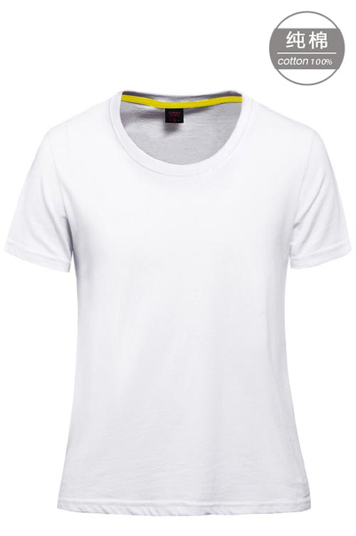 白色純棉短袖女圓領體恤衫