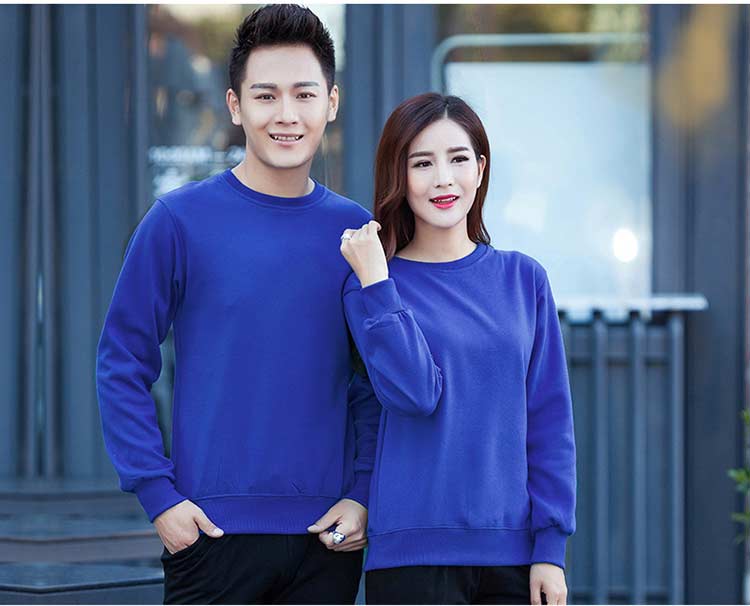 彩蘭色圓領線圈衛衣批發定制模特效果圖