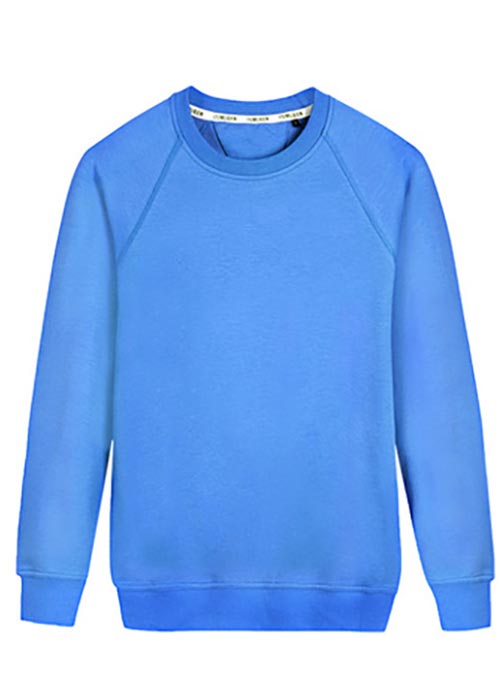 天藍(lán)色圓領(lǐng)插肩袖線圈衛(wèi)衣